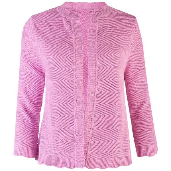 Savings Event Wavy Cotton Cardigan in Bubble Gum Pink