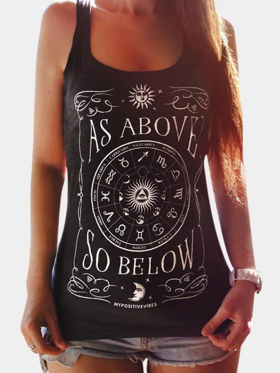 Price Cut Wholesale Round Neck Disk Letter Pattern Sleeveless Tank Top