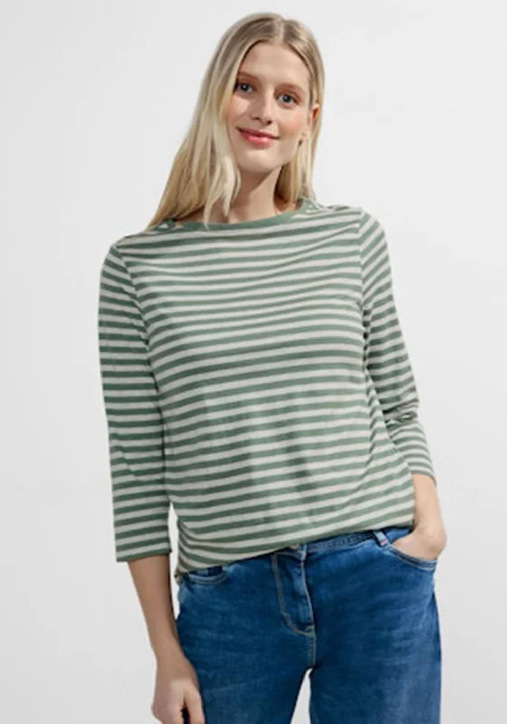 Weekend Special Cecil Boatneck Melange Stripe Top, Green