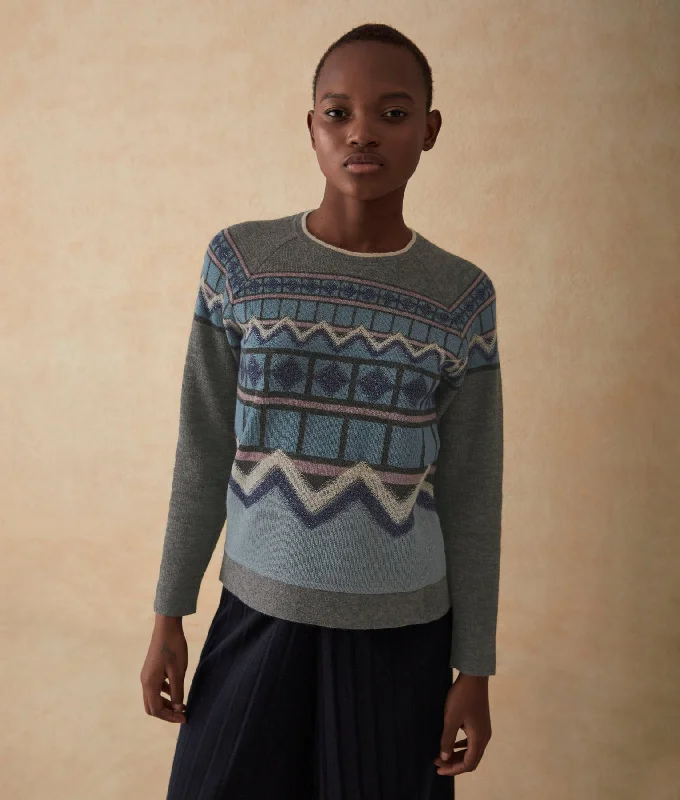 Markdown Sale Traditional Jacquard Baby Alpaca Sweater
