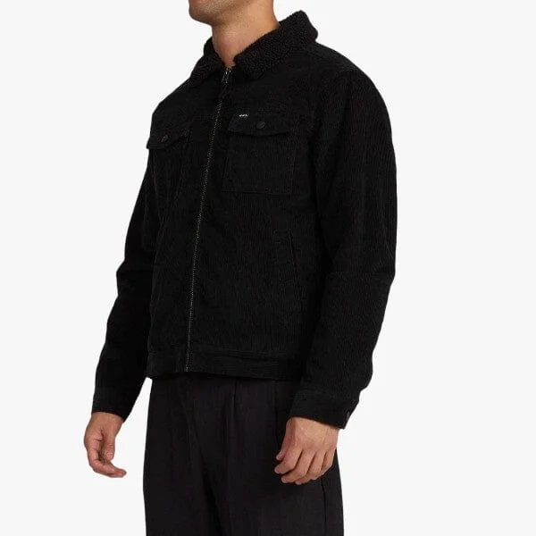 RVCA Men's Easy Trucker Sherpa Jacket Pirate Black