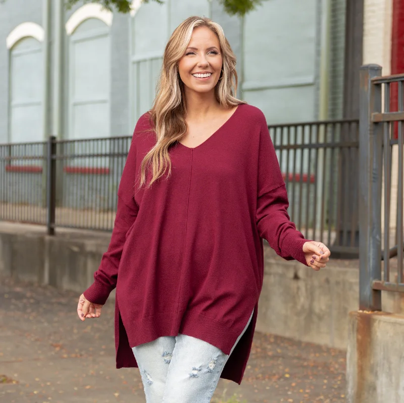 Weekend Deals to Brighten Your Day Miss Who I Was Sweater, Dark Burgundy