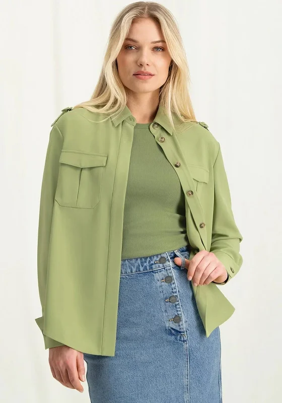 Crazy Deal Yaya Cargo Long Sleeve Blouse, Sage Green