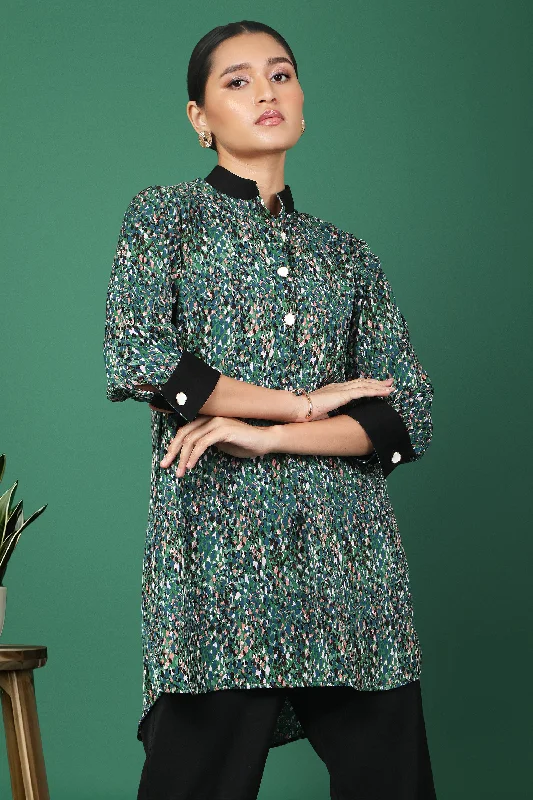 Weekend Offers That Excite Sini Scattered Print Tunic With Black Contrast