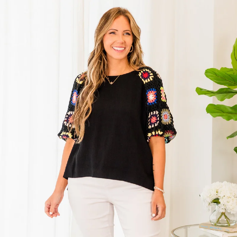 Super Deal Peace Is All Mine Top, Black