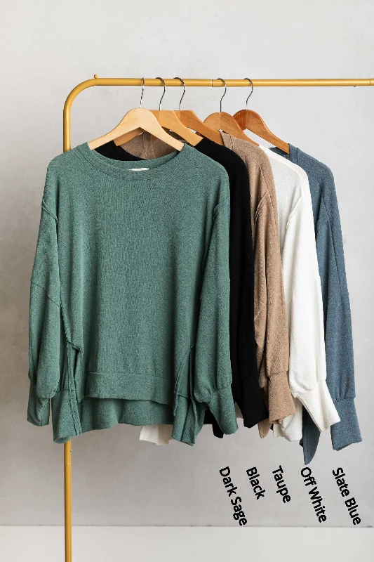 While Supplies Last Pieced Oversized Crepe Hacci Knit Top