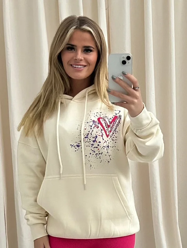 Reduced Price Multicoloured Leopard Print Graffiti Hoodie Cream