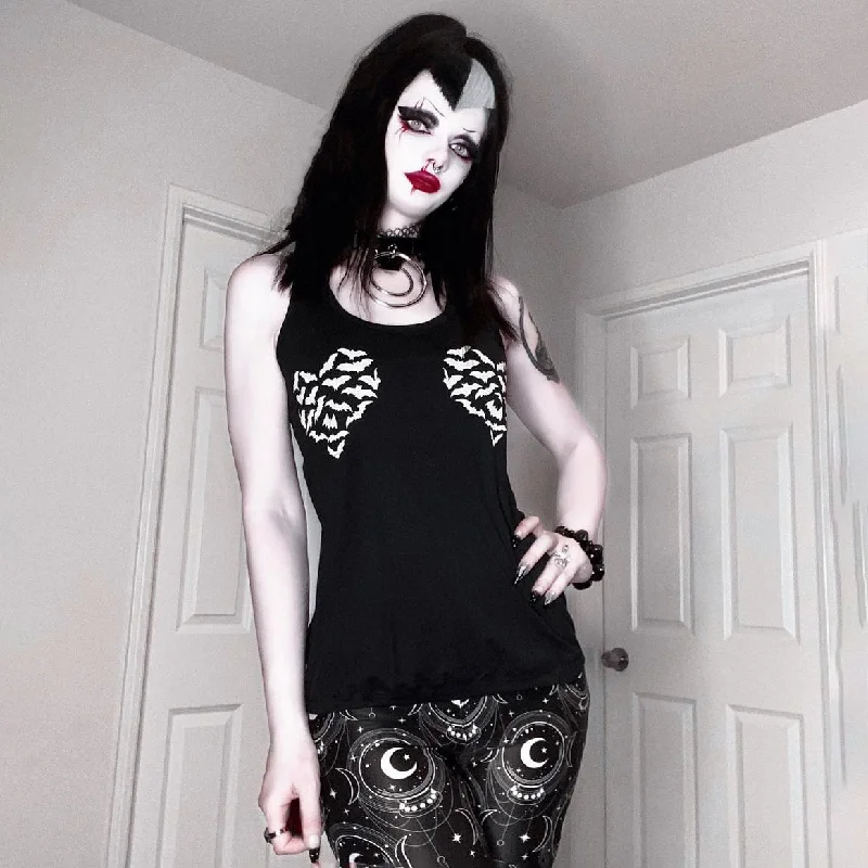 Hurry In Batty Heart Black Racerback Tank