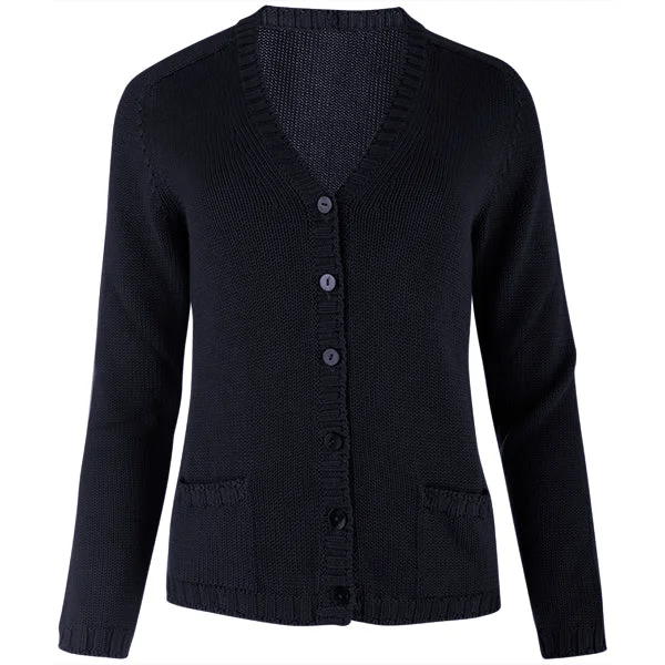 Deep Savings Short Varsity Cardigan in Navy