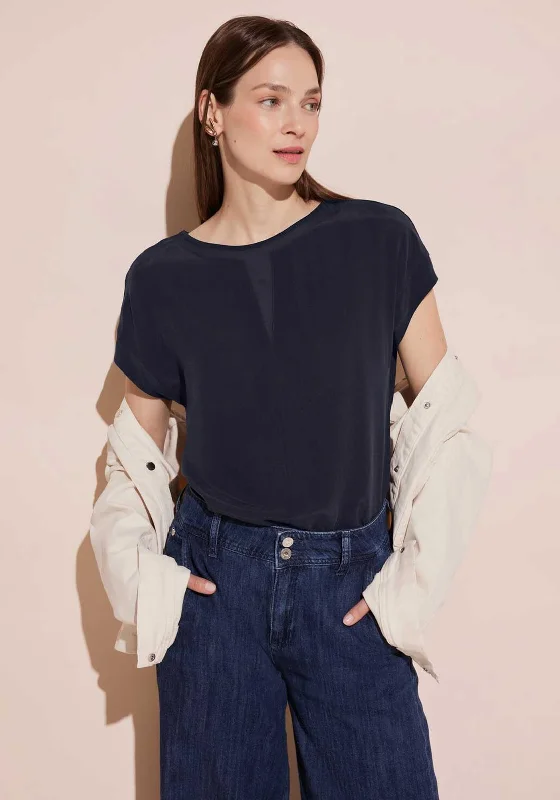 Unmissable Offer Street One Cupro T-Shirt, Deep Blue