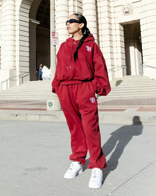 TIME-Limited Offer B Love Crop Hoodie - Burgundy
