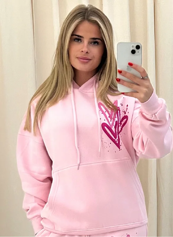 Early Access Miss Runway Pink Heart Graffiti Hoodie Pink