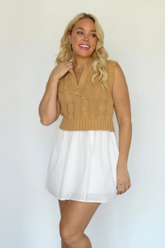 Bargain Bin Oh My Darling Sweater Vest In Khaki