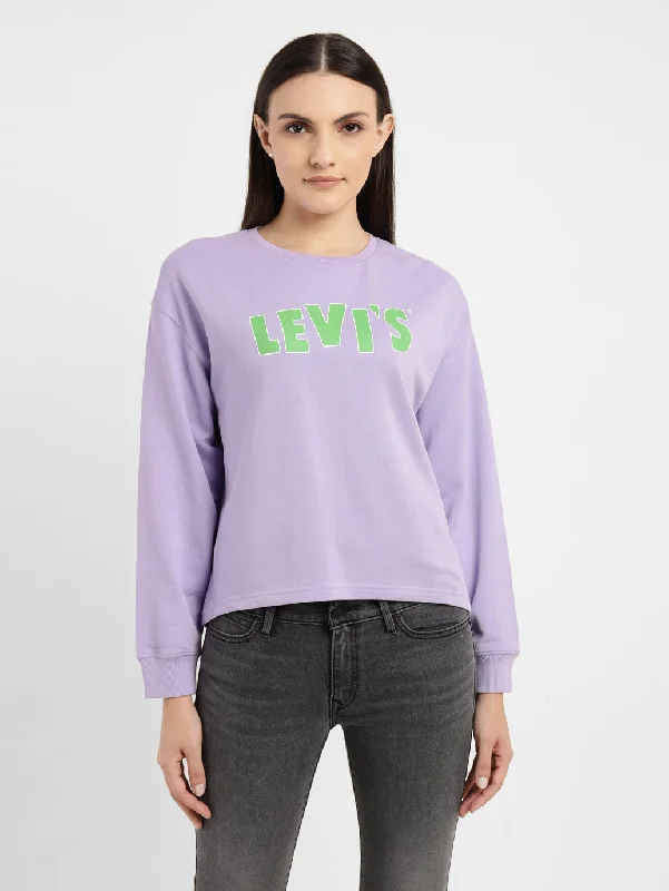 Weekend Deals That Dazzle Women's Graphic Print Purple Crew Neck Sweatshirt