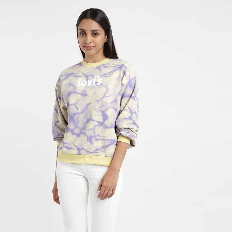 Weekend Savings Sensation Women's Abstract Yellow Crew Neck Sweatshirt