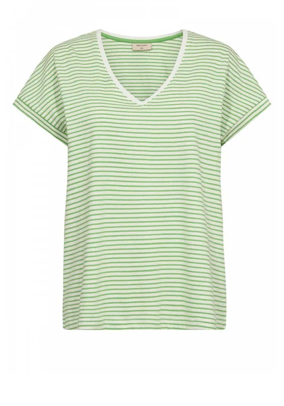 Bargain Prices Freequent Mian Stripe V-Neck T-Shirt, Off White & Bud Green