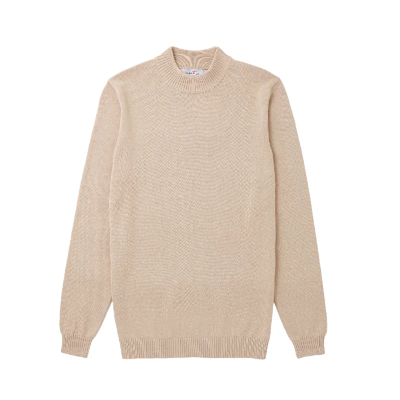 Long Sleeve Mock Neck Sweater by Lorenzo Franco - Sand