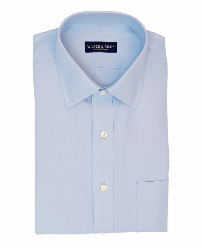 Slim Fit Light Blue Solid Spread Collar Supima® Cotton Non-Iron Pinpoint Oxford Dress Shirt