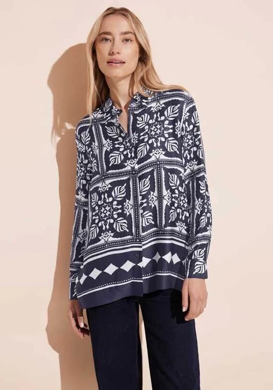 Sale Event Street One Satin Printed Blouse, Deep Blue