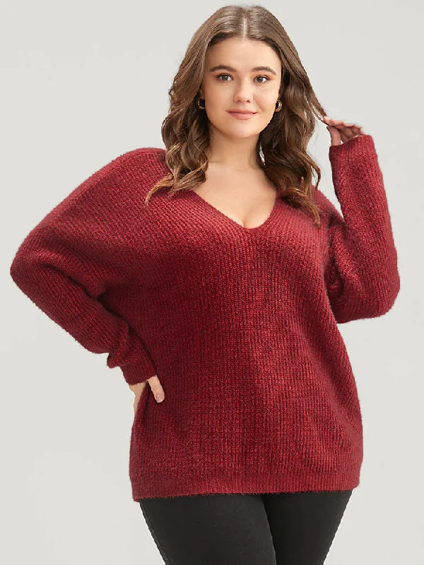 Final Offer Solid Soft Pointelle Knit Cut Out Fluffy Knit Top