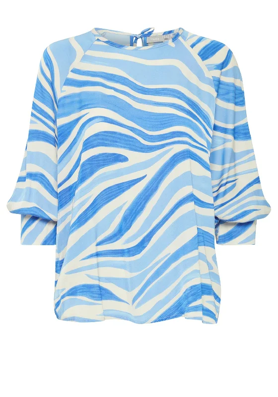 Weekend Savings Delight Fransa Zena Animal Print Blouse, Hydrangea