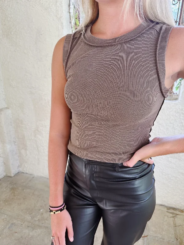 Members Only Washed Away Tank - Washed Brown