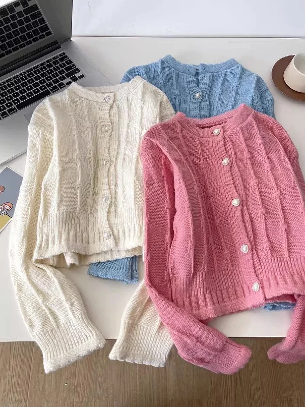 Time-Sensitive simple solid color sweater knitted cardigan     S4767