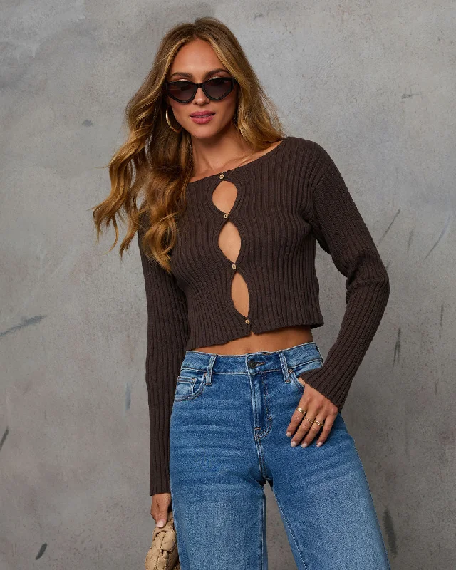 Seasonal Clearance Joslyn Keyhole Cut-Out Knit Top