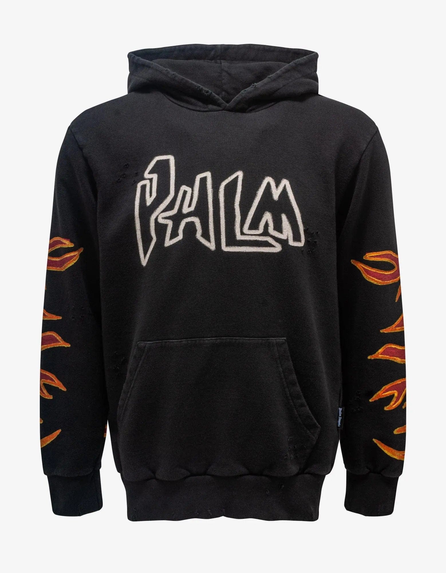 Palm Angels Black Graffiti Flames Hoodie