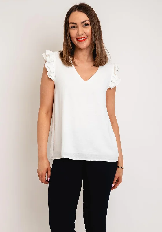 Weekend Savings Spectacle Serafina Collection Frill Cap Sleeve Top, White