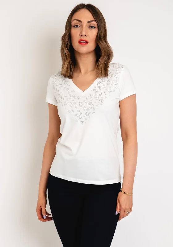 Loyalty Reward Serafina Collection V-Neck Embellished Top, White