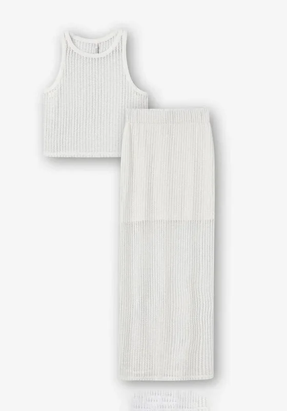 Half Price Tiffosi Mojito Top & Midi Skirt Two Piece, White