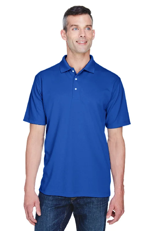 UltraClub Mens Cool & Dry Performance Moisture Wicking Short Sleeve Polo Shirt - Cobalt Blue