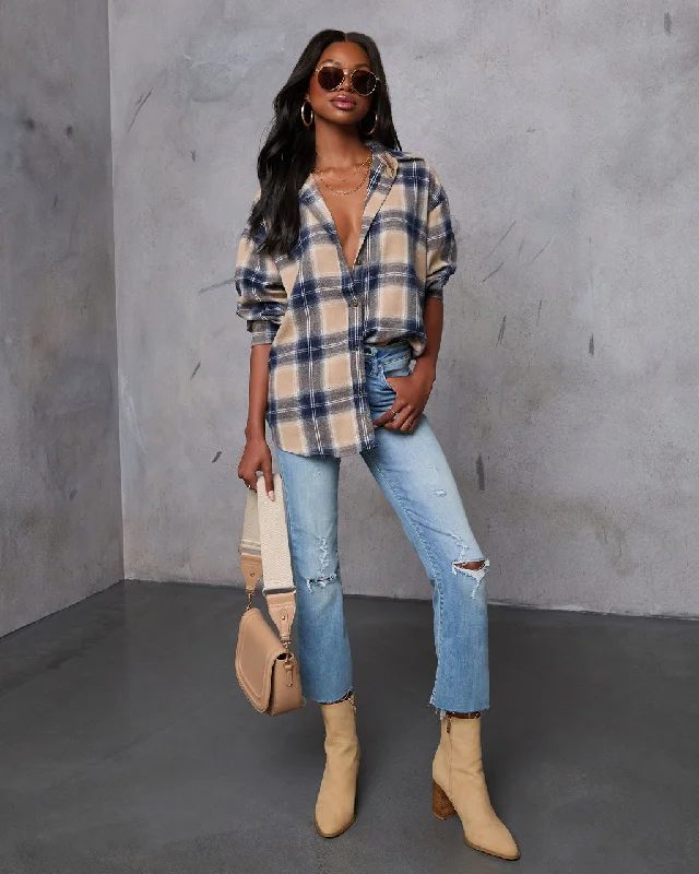 Today’s Deal Pumpkin Patch Vibes Plaid Button Down Top