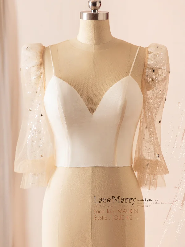 The Best Deal MAURIN & JOLIE #2 / Illusion Tulle Bolero with Long Sparkling Sleeves