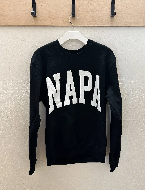 Weekend Discounts to Enjoy Napa Block Crewneck Sweatshirt, Black/White