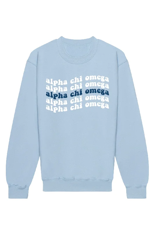 Weekend Discounts to Celebrate Alpha Chi Omega Ride The Wave Crewneck Sweatshirt