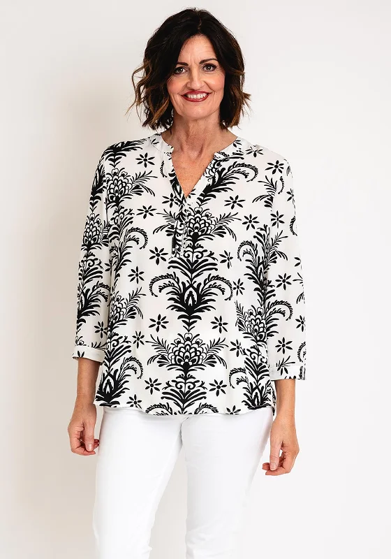 Bargain Bin Serafina Collection Curve Vintage Floral Print Blouse, Black