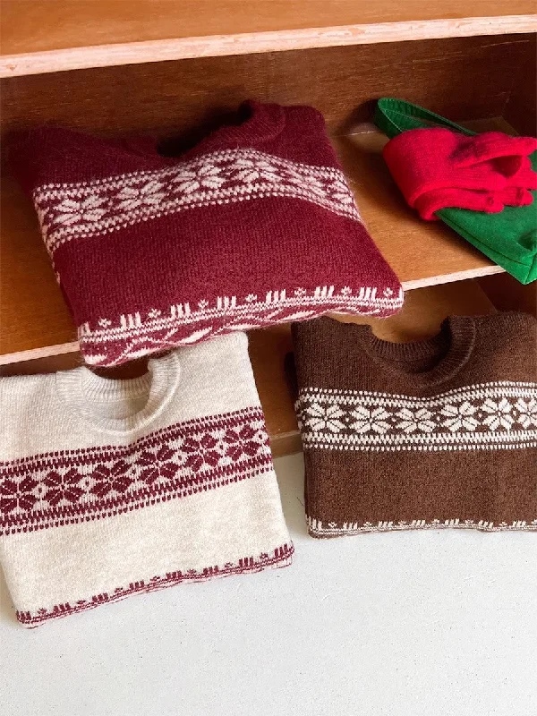 Act Fast Christmas soft jacquard design round neck long-sleeved sweater    S4749
