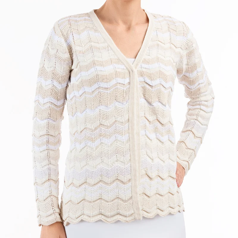 Can't Miss Chevron Cardigan in Beige