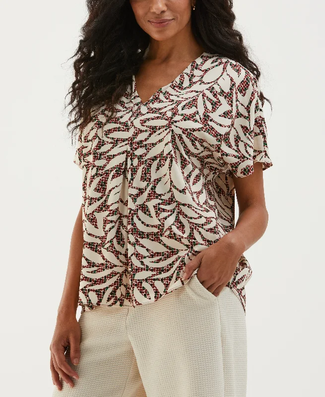 Weekend Savings Spectacle Beach Geo Print Layered Dolman Sleeve Blouse