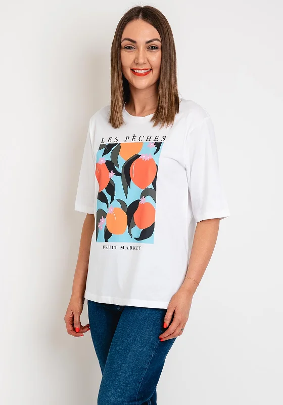 The Best Deal Kaffe Mira Orange Graphic Print T-Shirt, White