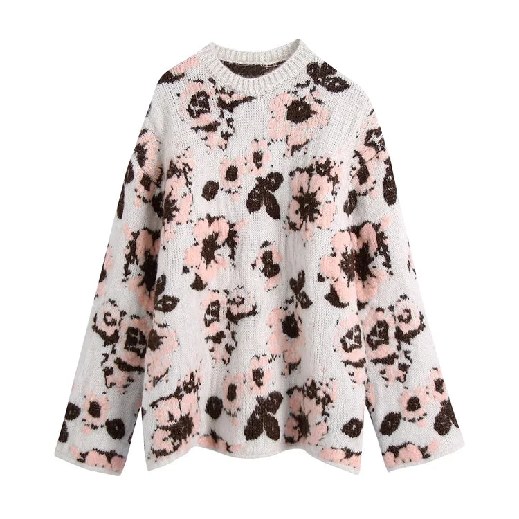 Weekend Deals to Brighten Your Day Vintage forest flower jacquard sweater soft waxy sweater 7433 Weekend Deals to Brighten Your Day Vintage forest flower jacquard sweater soft waxy sweater 7433