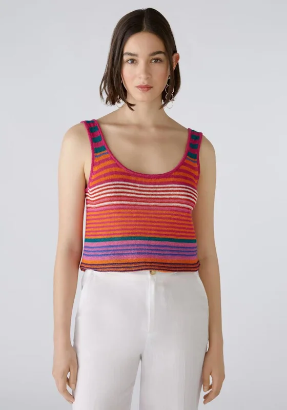 One-DAY Sale Oui Linen Striped Top, Pink