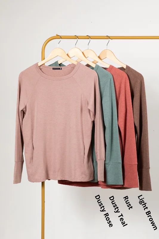 Massive Savings Raglan Long Sleeve Side Pocket Knit Top