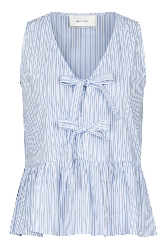 Final Clearance Neo Noir - Manja Stripe Top - Light Blue
