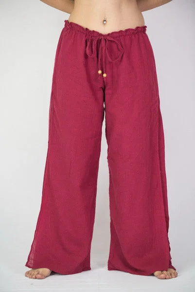Crazy Deals Womens Solid Color Double Layered Palazzo Pants in Red