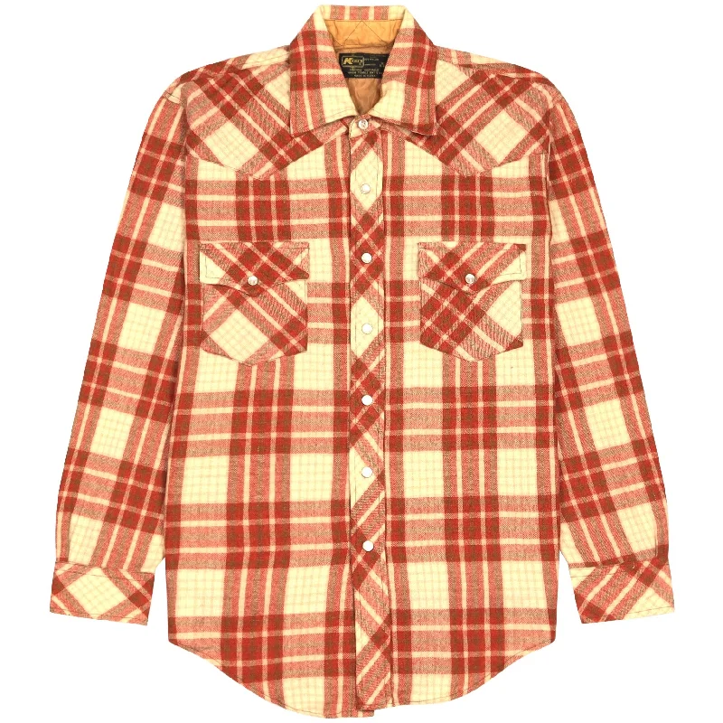 Kmart Vintage Checkered Flannel Shirt Red Beige Cream