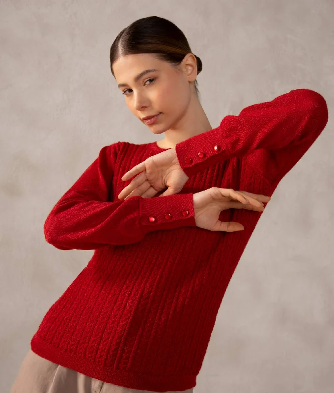 New Arrival Baby Alpaca Wheat Cable Sweater
