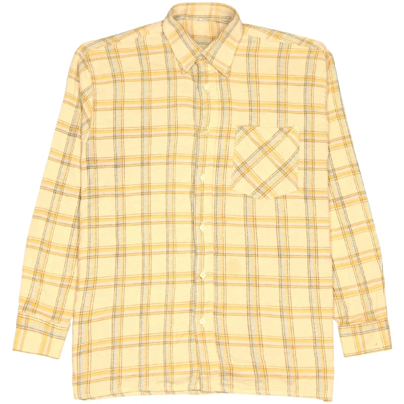 Vintage Checked Flannel Shirt Beige Yellow Multicolored